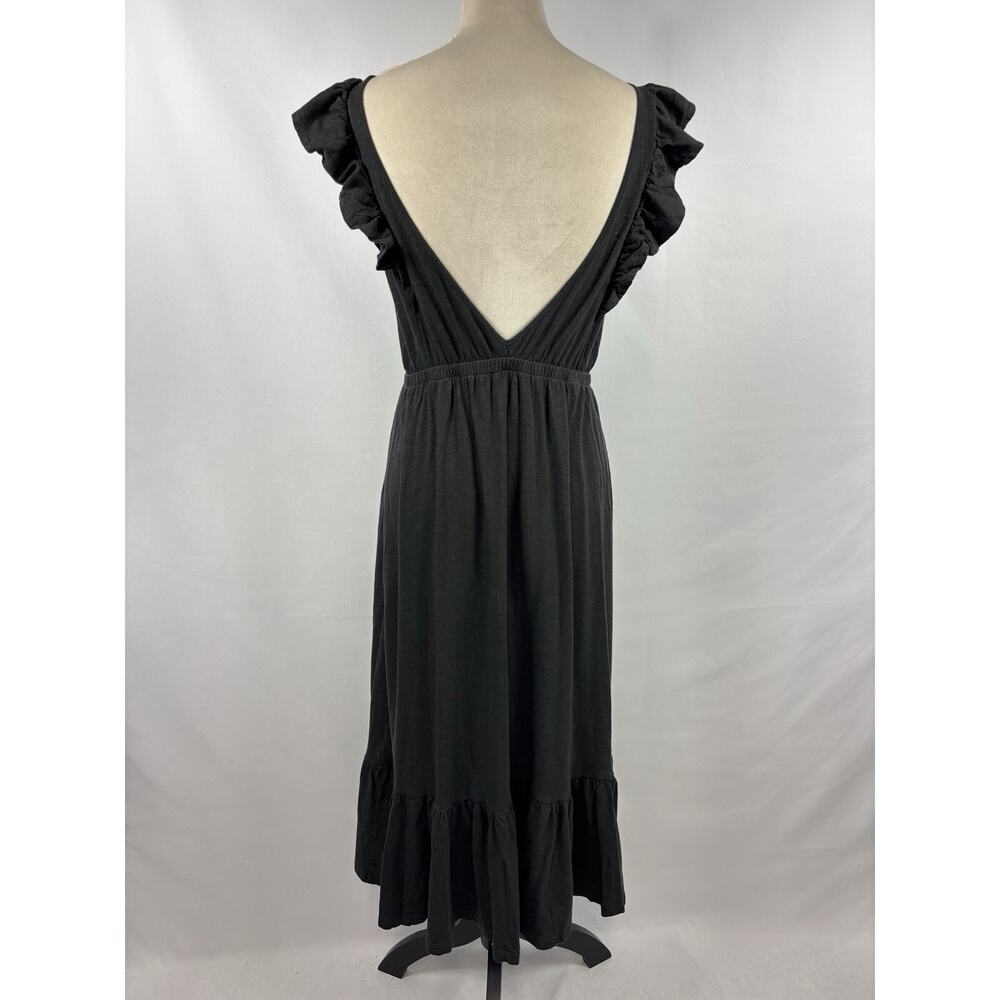 BA&SH Tank Maxi Dress Black Small V-back Ruffle - Picture 2 of 10